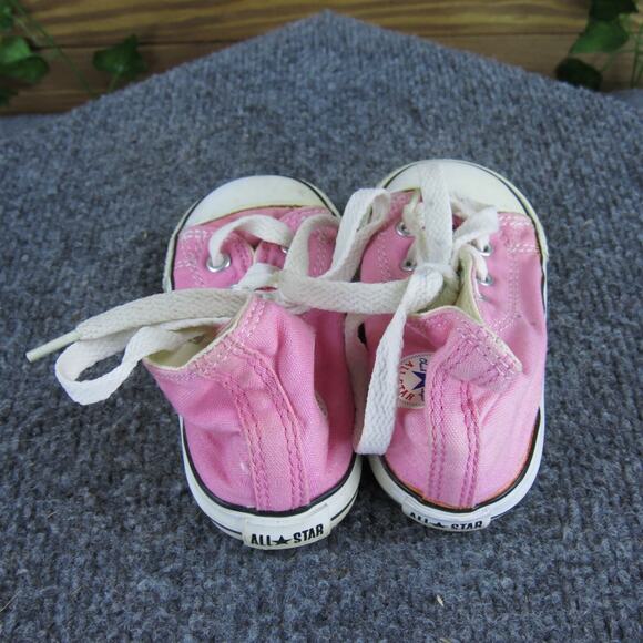 Converse Girls Sneaker Mid Top All Star Sz T‎ 5 Medium Pink Fabric Lace Up - Picture 4 of 5